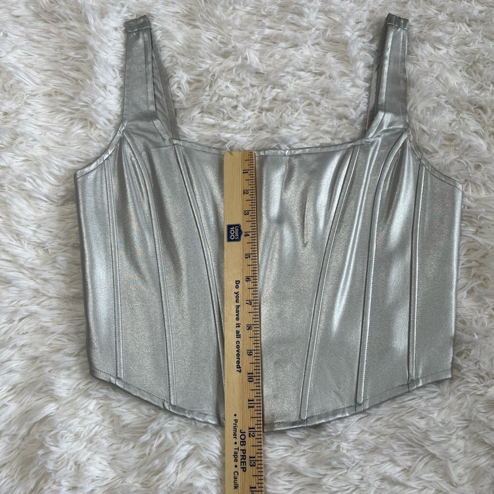 Anthropologie | Maeve | Metallic Silver Corset Tank Top | NWT! - Picture 9 of 9